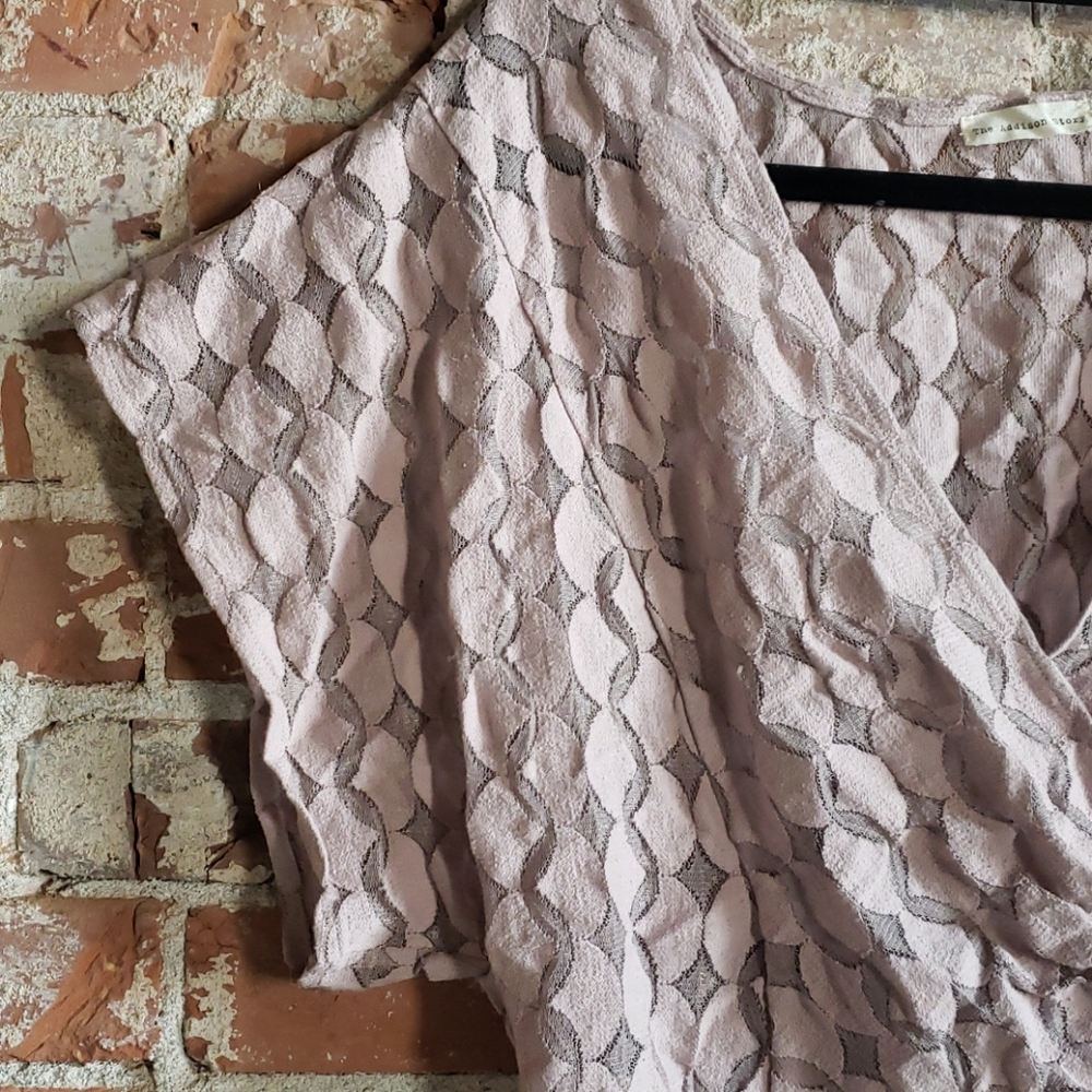 Fitted Wrap Front Lace Top With Button Detail - image 3